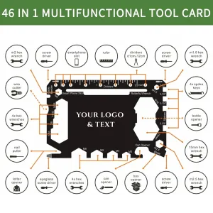 Custom Engraved 46-in-1 Multi-Tool Card – Personalized Wallet-Sized Tool for Outdoor & Everyday Use
