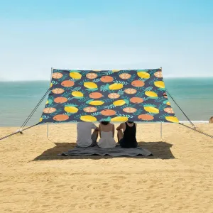 Cute Fruits Beach Camping Tent Sun Shelter for Whole Family, Lemon Orange Beach Shade Canopy with UPF50  UV Protection,Easy Set Up and Carry,Outdoor Shade for Trips, Fishing, Backyard Fun Picnic