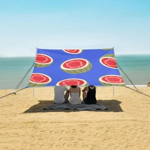 Cute Summer Watermelon Beach Canopy Tent Anti-UV & Wind Resistant, Camping Sun Shelter Easy Setup Portable,Outdoor Shade Tents with Sandbags,Sand Shovels,Ground Pegs & Stability Poles