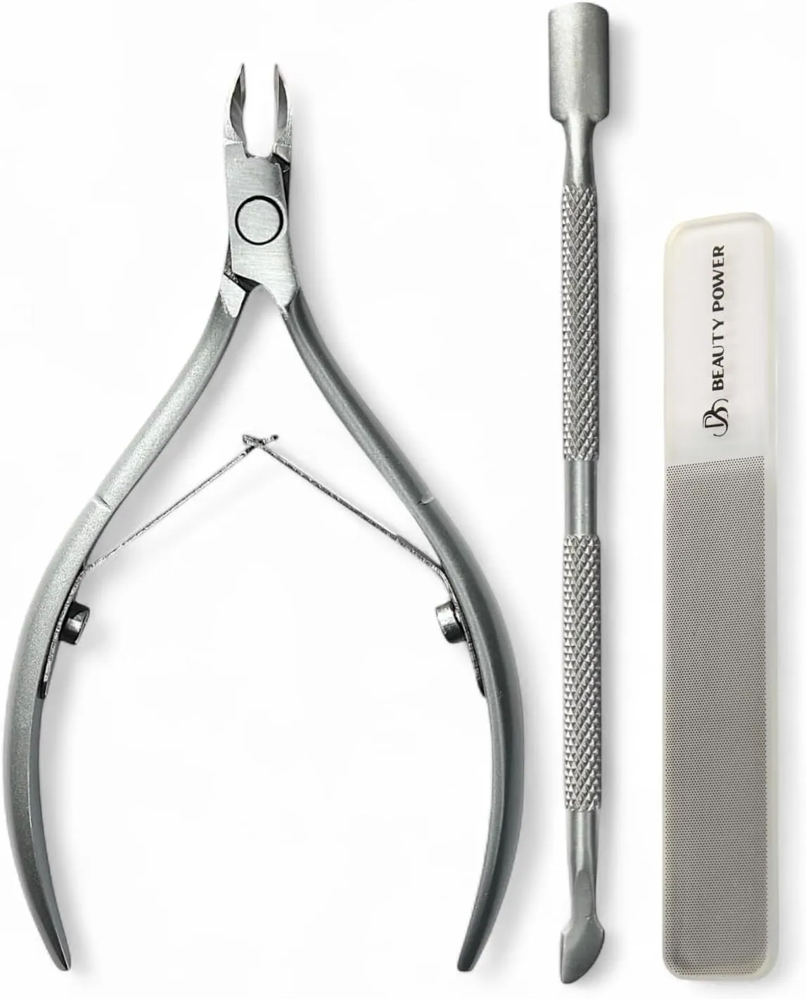 Cuticle Trimmer with Cuticle Pusher & Nano Nail File - Cuticle Nipper Cuticle Remover Nippers Professional Stainless Steel Cutter Clippers Pedicure Manicure Tools for Fingernails Toenails