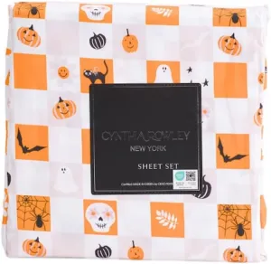 Cynthia Rowley New York Halloween Sheet Set (Halloween Funhouse, Queen)