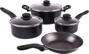 Deahun Mainstays 7 Piece Non-Stick Cookware Set Aluminium Mint, Dishwasher Safe (Black)