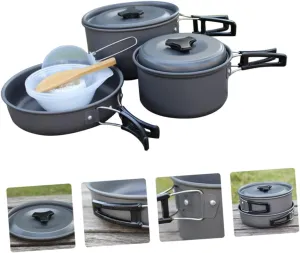 DECHOUS 1Set Folding Pot Pan Person Camping Cookware Kit Portable Cook for Outdoor Cooking Hiking BBQ Picnic Includes Pots Frying Pan Bowls and Utensils