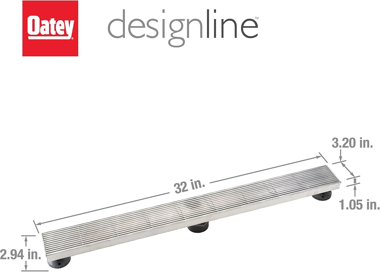 Designline 32 in. Stainless Steel Linear Shower Drain Wedge Wire Grate