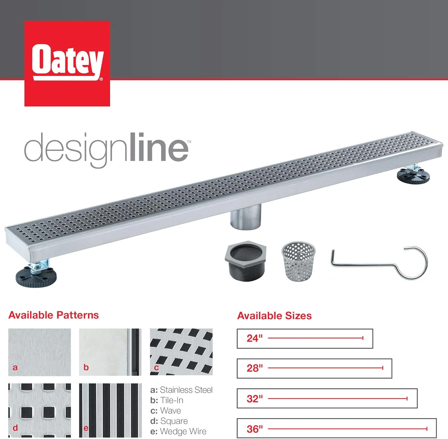 Designline 32 in. Stainless Steel Linear Shower Drain Wedge Wire Grate