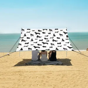 Different Bleed Dogs Silhouette Beach Canopy Tent Anti-UV & Wind Resistant, Camping Sun Shelter Easy Setup Portable,Outdoor Shade Tents with Sandbags,Sand Shovels,Ground Pegs & Stability Poles
