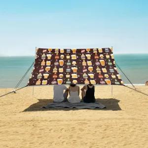 Different Types of Beer Bottles Beach Canopy Tent Anti-UV & Wind Resistant, Camping Sun Shelter Easy Setup Portable,Outdoor Shade Tents with Sandbags,Sand Shovels,Ground Pegs & Stability Poles