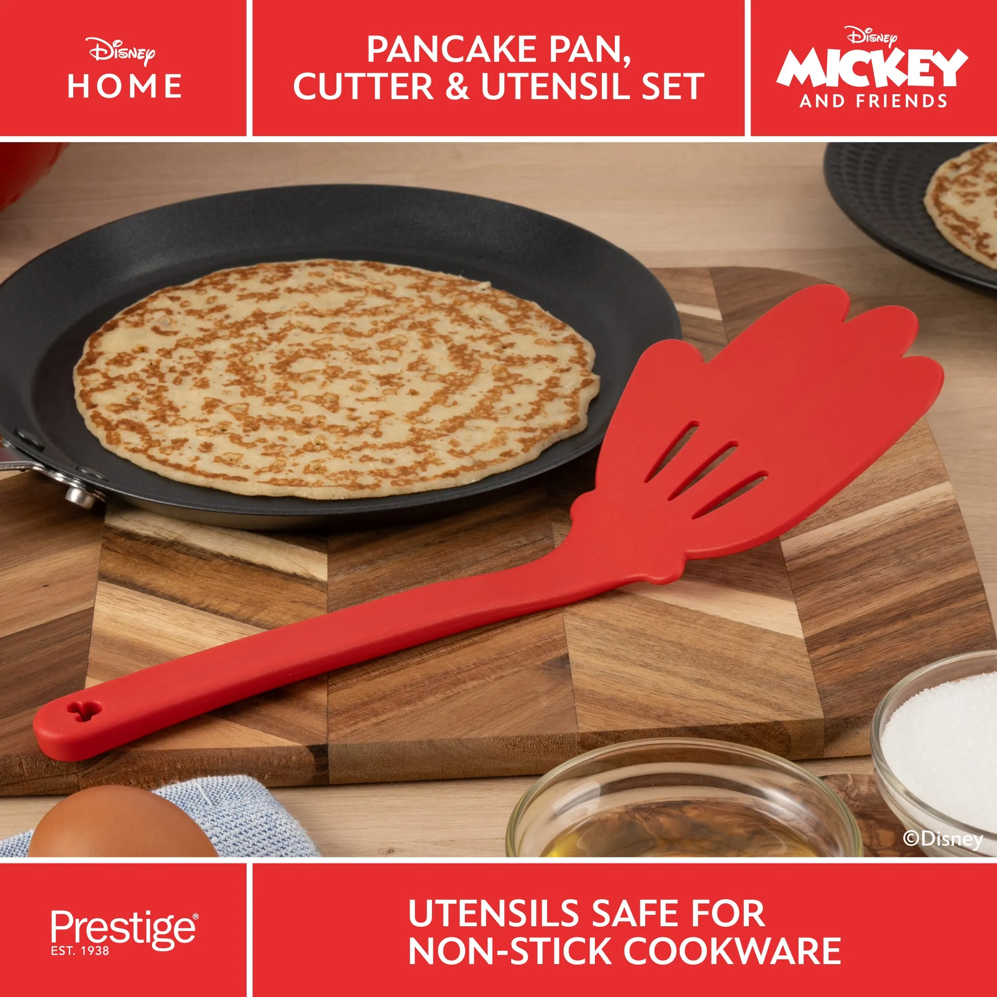Disney Non-Stick Pancake Pan, Cutter & Utensil Set