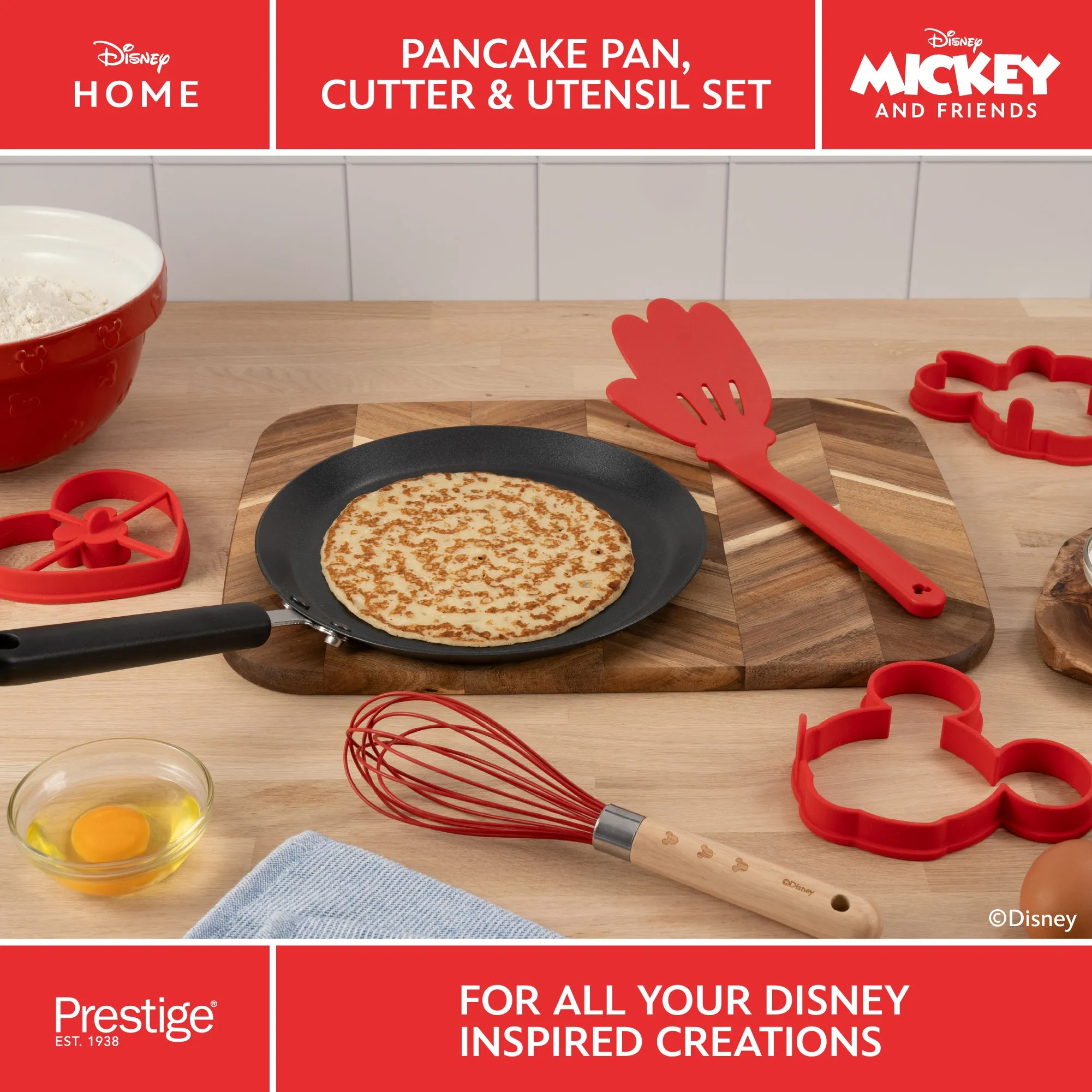 Disney Non-Stick Pancake Pan, Cutter & Utensil Set