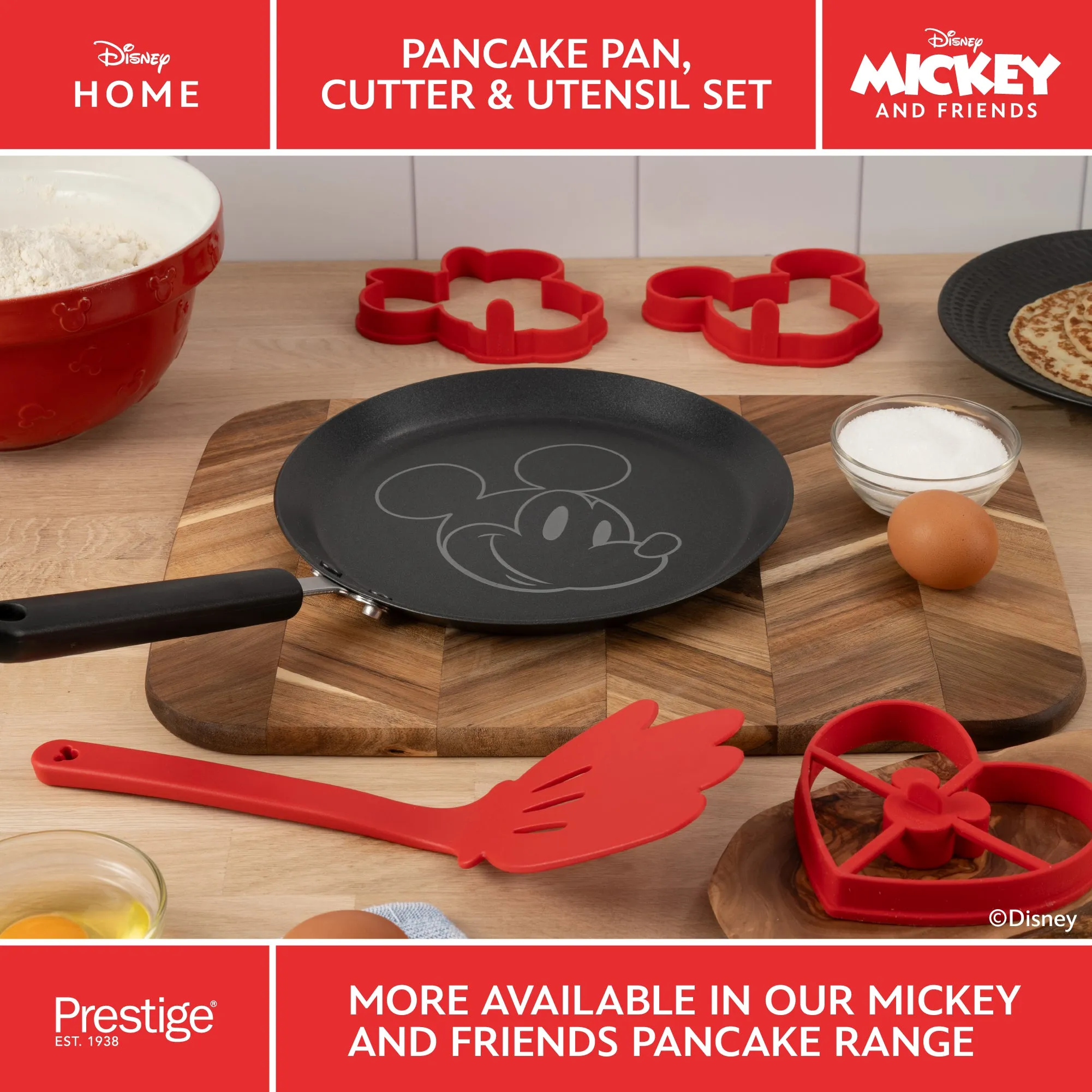 Disney Non-Stick Pancake Pan, Cutter & Utensil Set
