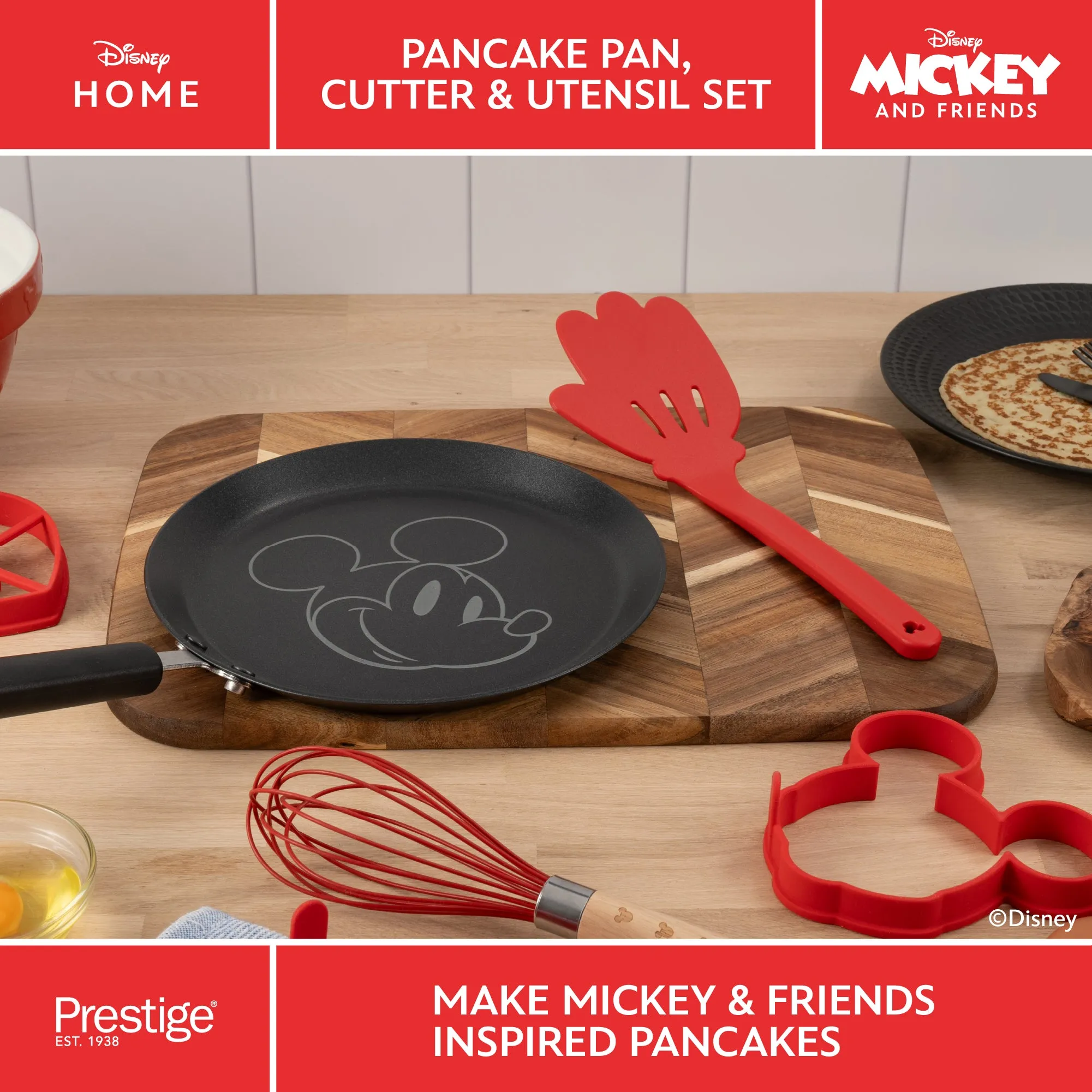 Disney Non-Stick Pancake Pan, Cutter & Utensil Set