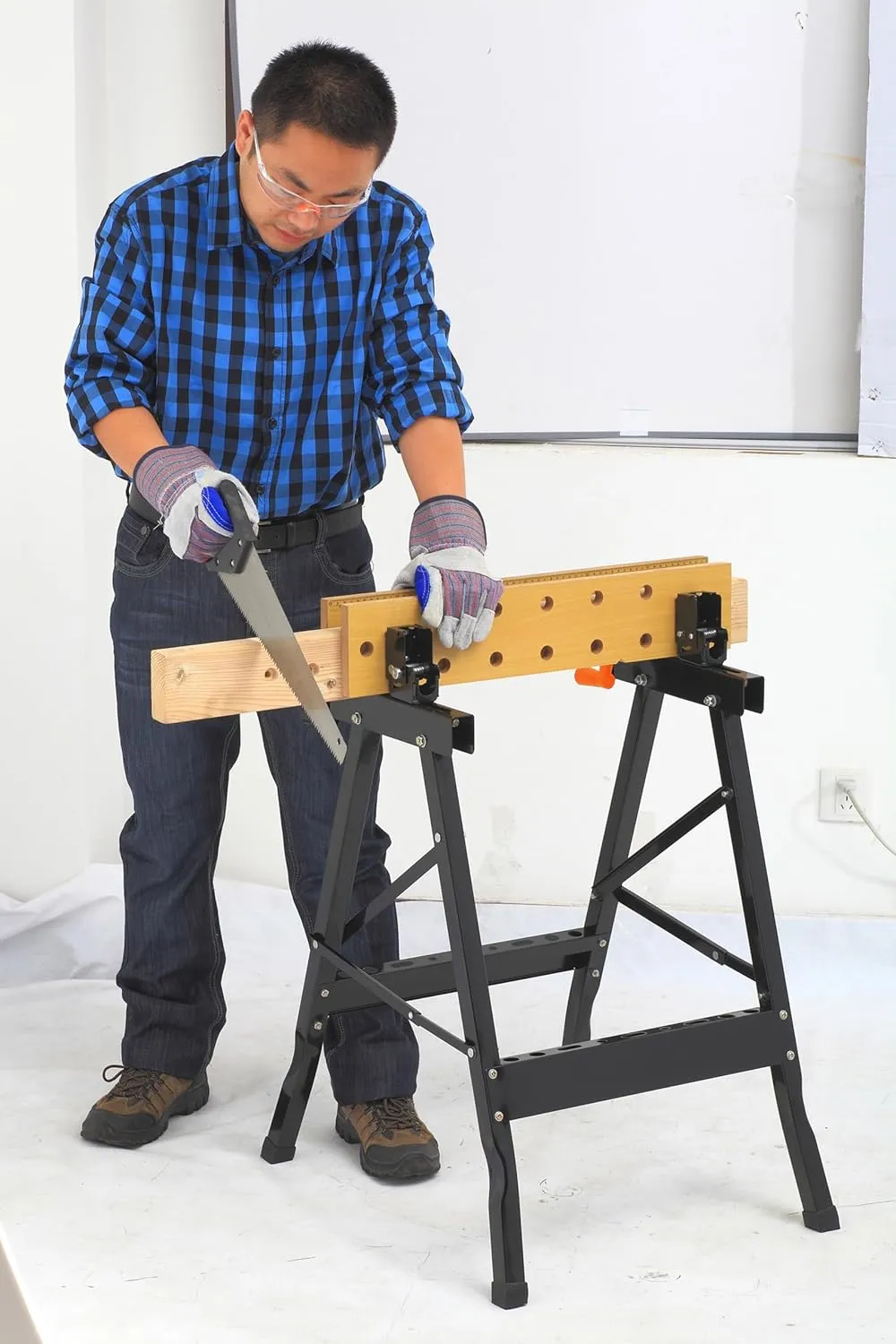Disston OmniTable Lite Portable Workbench Worktable Fully Adjustable Tilting Table is Great for Clamping.
