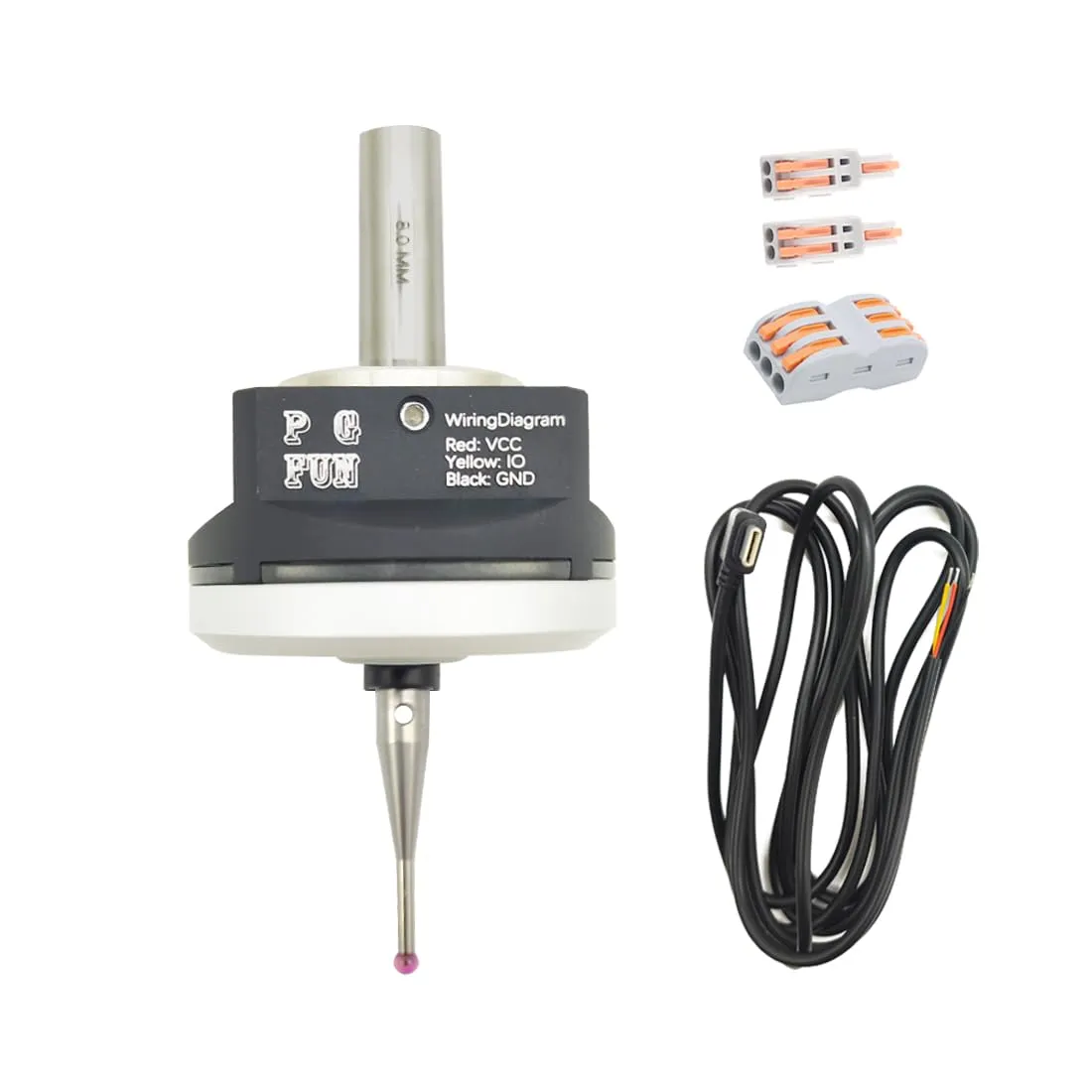 DIY CNC Touch Probe XYZ Axis 3D Digitizing Edge Finder 3-Coordinate Measuring Sensor Kit with 8 mm Shank & 2.0 mm Ruby Ball Tip