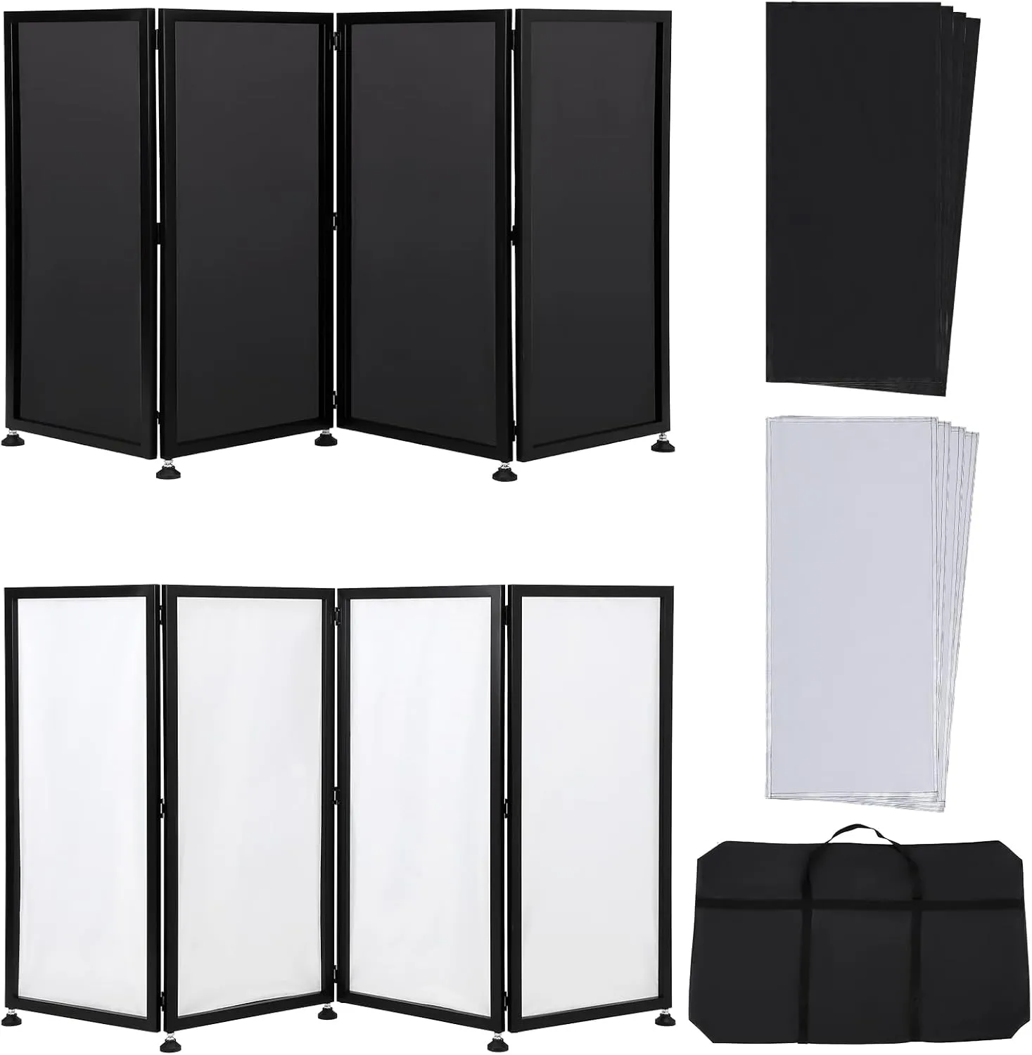DJ Foldable Facade Portable Event Booth Panels with Travel Bag and Black & White Lighting Scrims for Show, Party, Gathering