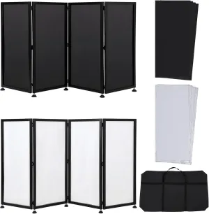 DJ Foldable Facade Portable Event Booth Panels with Travel Bag and Black & White Lighting Scrims for Show, Party, Gathering