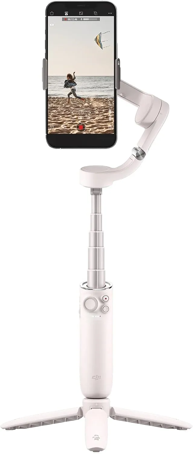 DJI OM 5 Smartphone Gimbal Stabilizer, 3-Axis Phone Gimbal, Built-In Extension Rod, Portable and Foldable, Android and iPhone Gimbal with ShotGuides, Vlogging Stabilizer, YouTube Video, Sunset White