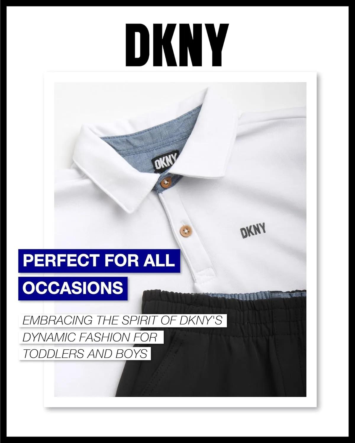 DKNY Boys' Short Set - 2 Piece Short Sleeve Collared Polo Shirt and Lightweight Stretch Tech Shorts (Sizes: 2T-7)