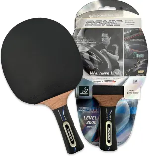 Donic-Schildkröt Waldner 3000 Table Tennis Bat, ABP Handle, 2.1 mm Sponge, Carbon Wood, League ITTF Cover, 751803