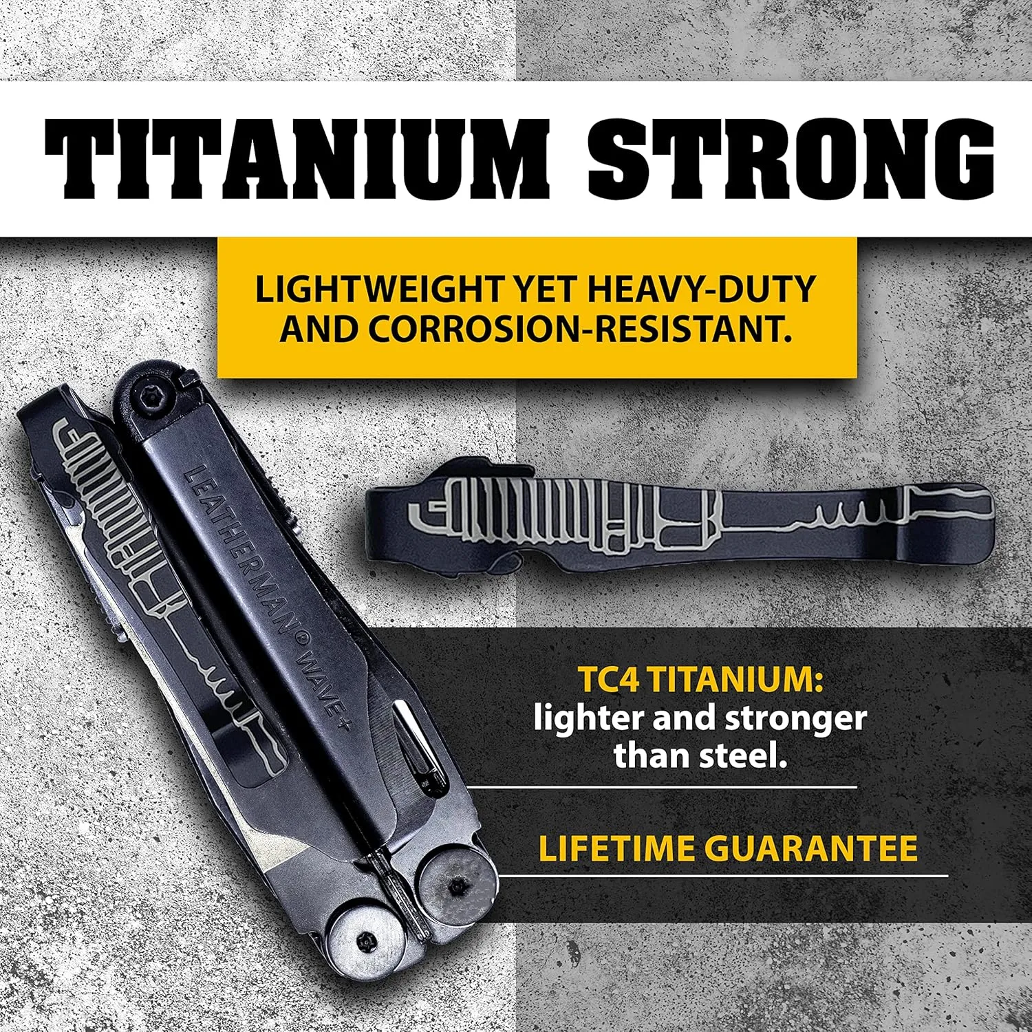 Donk! Pocket Clip for Leatherman Wave, Wave Plus , Surge & Charge AL, ALX, Ti, XTi - Titanium TC4 - Custom Designs - Quick Release - Extra Carry Options ‘Sparka’