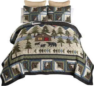 Donna Sharp Queen Bedding Set - 3 Piece - Forest Hill Lightweight Lodge Quilt Set with Queen Quilt and Two Standard Size Pillow Shams - Machine Washable
