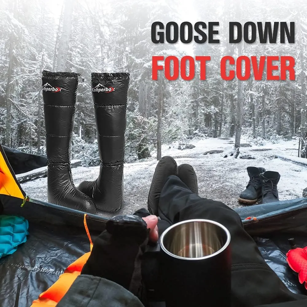 doorslay Winter Down Booties Socks Warm Soft Windproof Long Sleeping Slippers with Adjustable Drawstring for Men Women