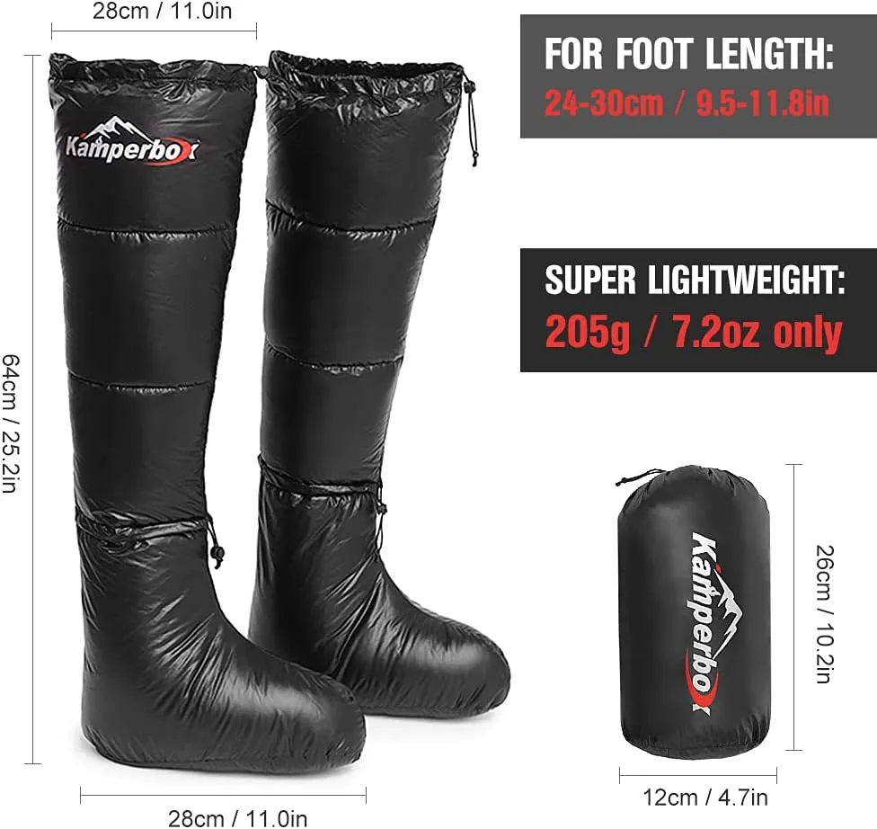 doorslay Winter Down Booties Socks Warm Soft Windproof Long Sleeping Slippers with Adjustable Drawstring for Men Women