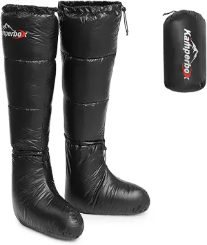 doorslay Winter Down Booties Socks Warm Soft Windproof Long Sleeping Slippers with Adjustable Drawstring for Men Women
