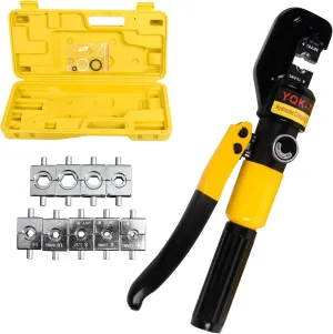 Doppy Hydraulic Crimping Hand Tool 10 Ton 12-2/0 AWG Wire Hydraulic Crimping Tool Set Cable Lug Terminal Crimper