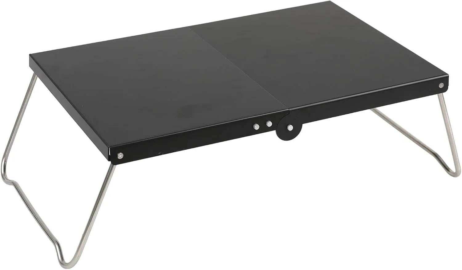 Durable Aluminum Alloy Table Camping Foldable Table Portable Aluminium Camping Picnic Table with Anti-Slip Design Arc-Shaped Bracket Support Black