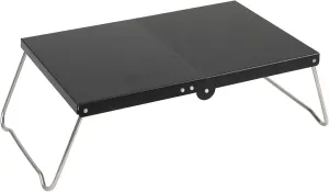 Durable Aluminum Alloy Table Camping Foldable Table Portable Aluminium Camping Picnic Table with Anti-Slip Design Arc-Shaped Bracket Support Black