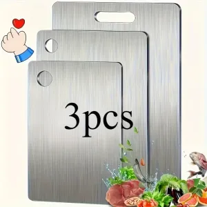 Durable Stainless Steel Kitchen Board Set | Multi-Size, Easy to Clean, for Fruits, Vegetables, Meat, and Bread Slicing with Food Contact Safe Cutting Boards
