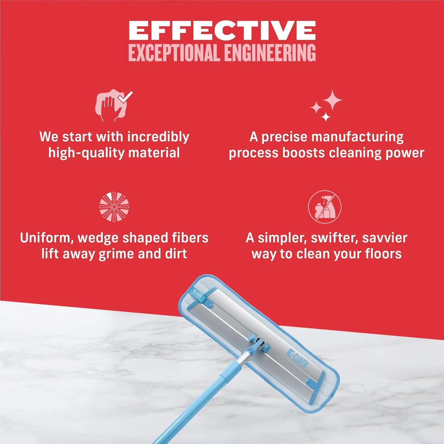 E-Cloth Deep Clean Microfiber Mop - Multi-Surface Cleaning & Dust Mop for Hardwood Floors, Stone, Laminate, or Tile Scrubbing - Floor Mops for Cleaning - 1 Reusable Mop Pad