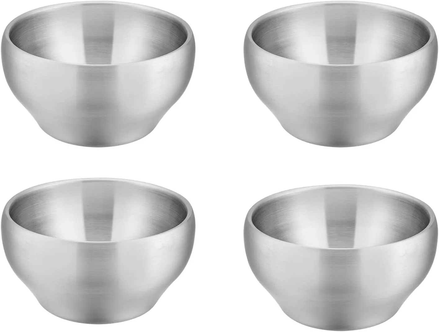 E-far Bowls for Kids Toddlers, 12 Ounce Double-deck 18/10 Stainless Steel Bowls for Baby Children, Healthy & Matte Finish, Insulated & Shatterproof - Set of 4