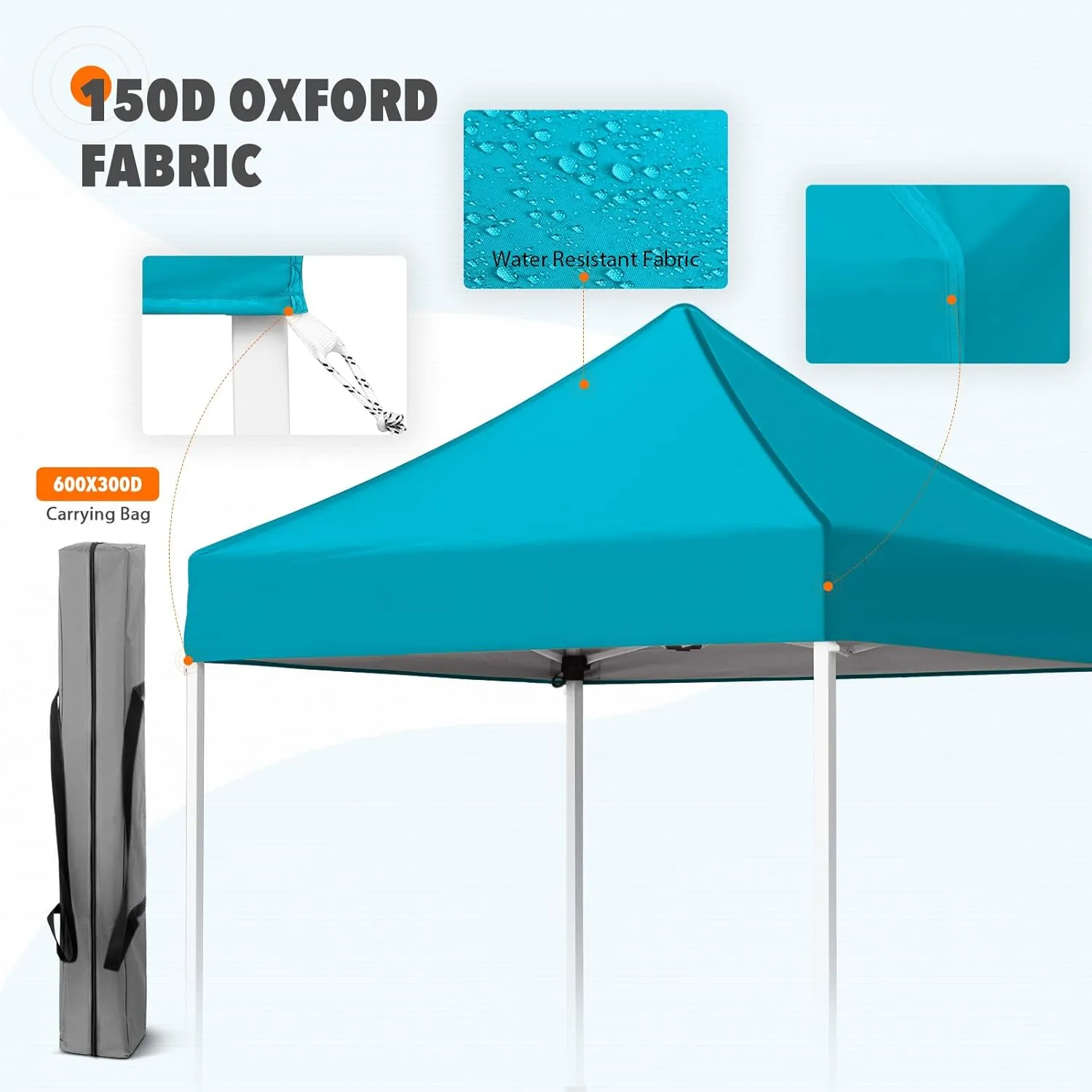 EAGLE PEAK 5x5 Pop Up Canopy Tent Instant Outdoor Canopy Easy Set-up Straight Leg Folding Shelter, Turquoise