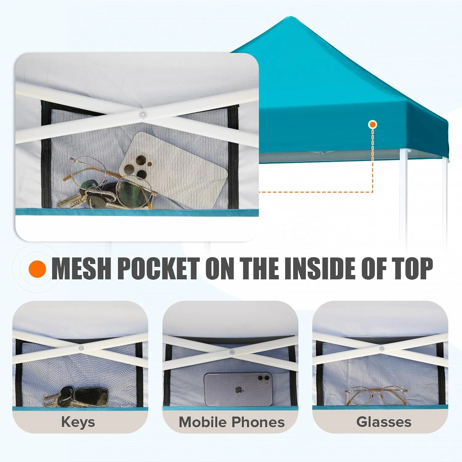 EAGLE PEAK 5x5 Pop Up Canopy Tent Instant Outdoor Canopy Easy Set-up Straight Leg Folding Shelter, Turquoise