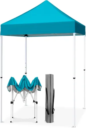 EAGLE PEAK 5x5 Pop Up Canopy Tent Instant Outdoor Canopy Easy Set-up Straight Leg Folding Shelter, Turquoise