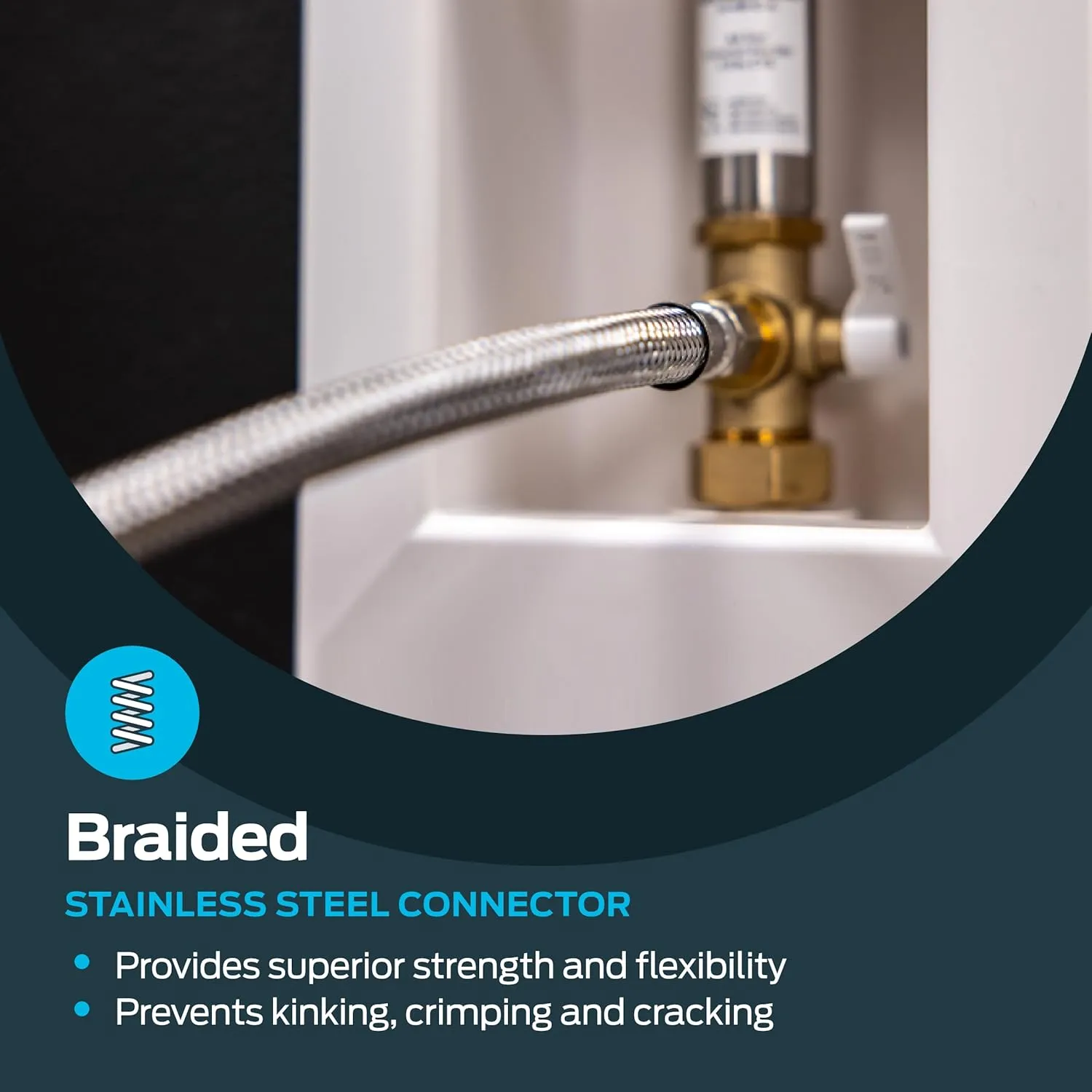 Eastman 25 Feet Flexible Ice Maker Connector, 1/4 Inch x 1/4 Inch Compression Connection, Braided Stainless Steel with Nickel-Plated Brass Nuts, 48392