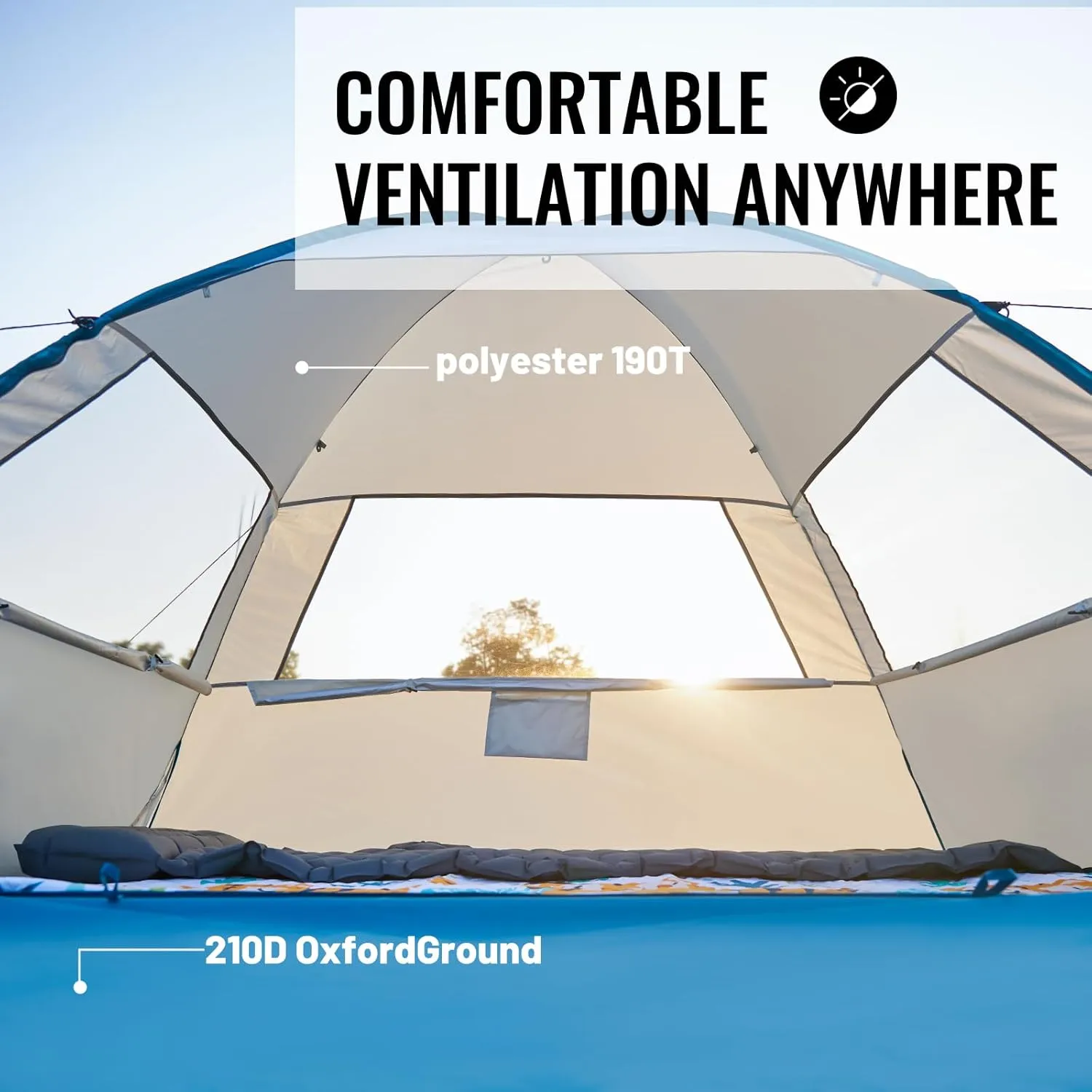 EchoSmile UPF 50  Beach Tent Sun Shelter for 3/4 Person, Portable Beach Cabana Tent