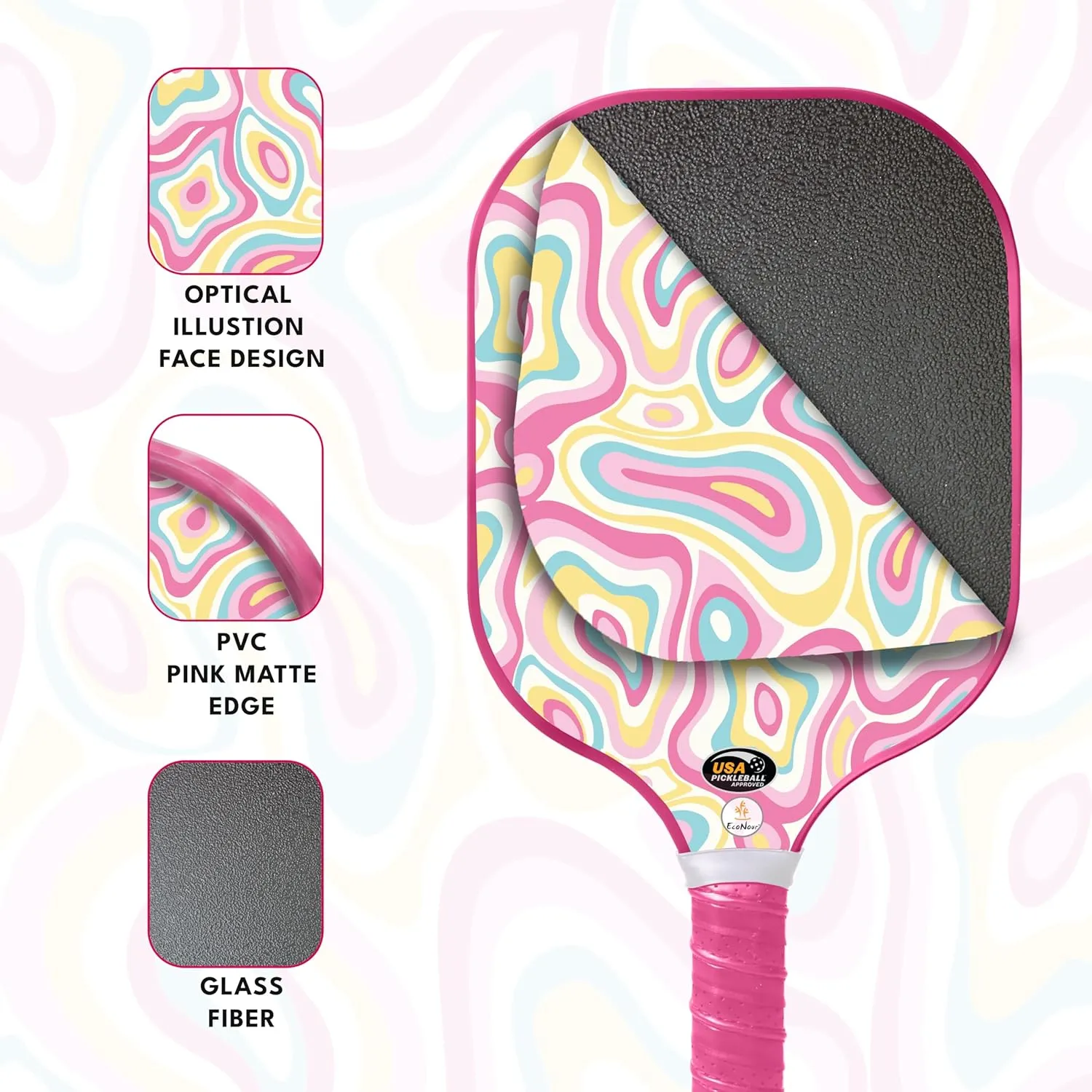 EcoNour Pickleball Paddles Set of 2/4 | USAPA Approved Fiberglass Surface Pickleball Set with 4 Pickleballs | 2 Cooling Towels and Pickleball Racket Storage Bag