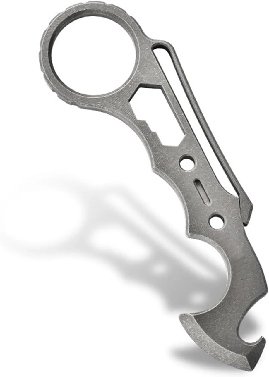 EDC Pry Bar Multi Tool Titanium with Bottle Opener Wrench Prybar Screwdriver Pocket Clip Function 4.3" EDC Crowbar Gear
