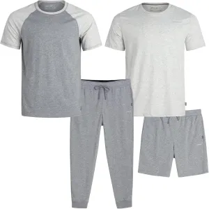 Eddie Bauer Mens' Pajama Set - 4 Piece Lightweight Sleepwear Set - Sweatpants, T-Shirt, and Pajama Shorts for Men (S-XXL)