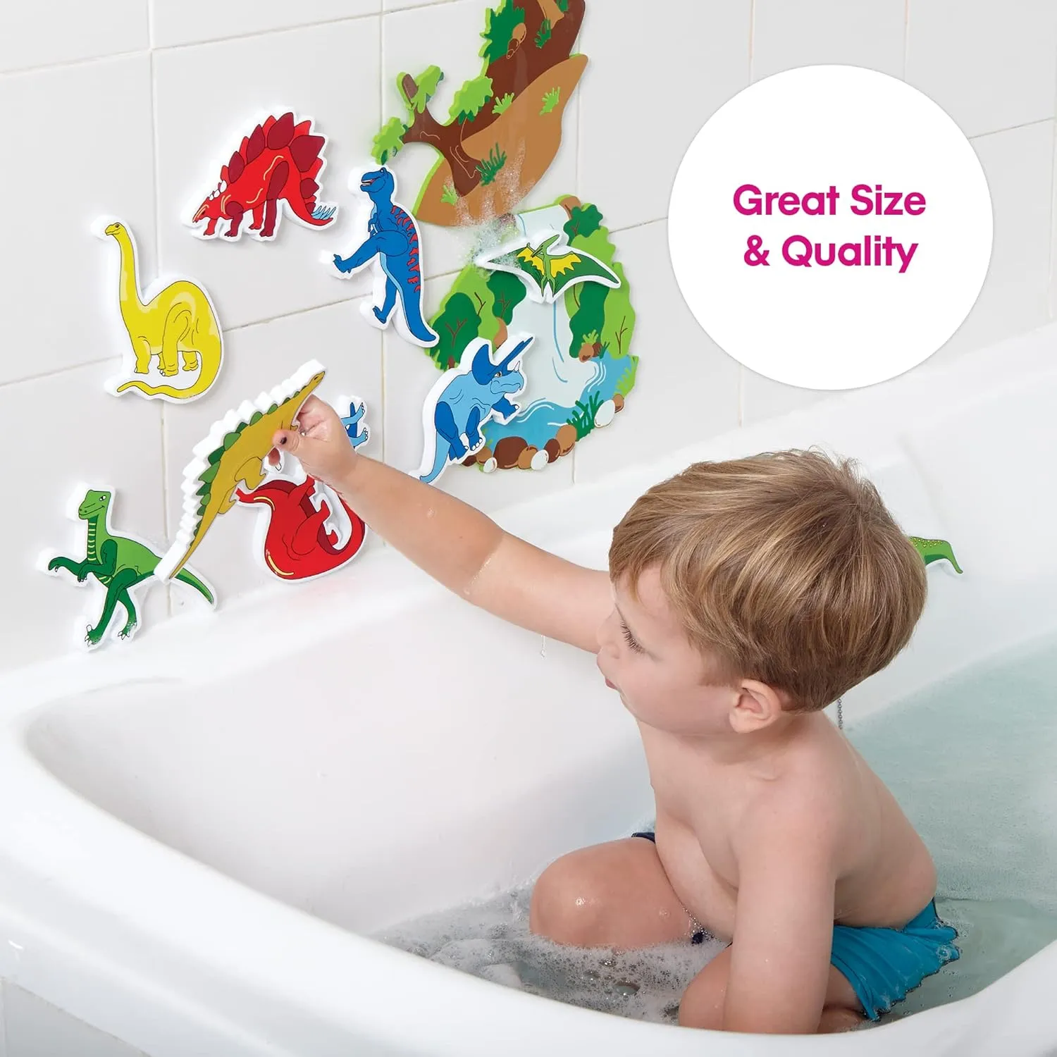 Edushape Magic Creations Foam Sticker Imaginative Bath Tub Activity Play Set, Dinosaurs