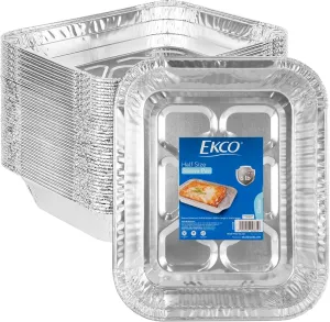 Ekco - Half-Size Aluminum Steam Pans, 25-count – 13x10.5” (2.2” Depth) Disposable Aluminum Foil Pans – Square, Aluminum Foil Cake Containers to Cook, Bake, Roast or Meal Prep – Recyclable Aluminum