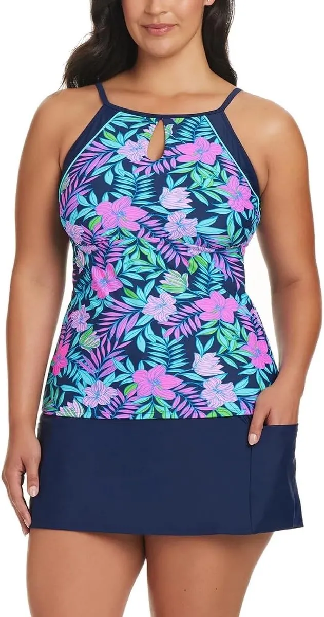 ELLEN TRACY Womens 2 Piece Lightweight Tankini Swimsuit Set