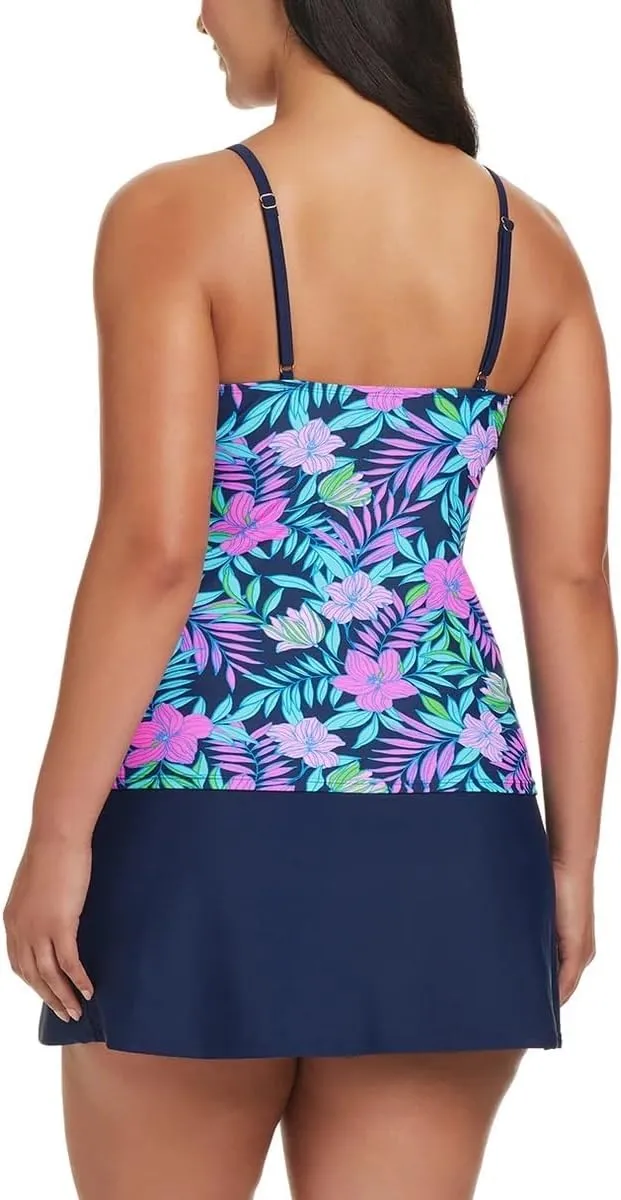 ELLEN TRACY Womens 2 Piece Lightweight Tankini Swimsuit Set