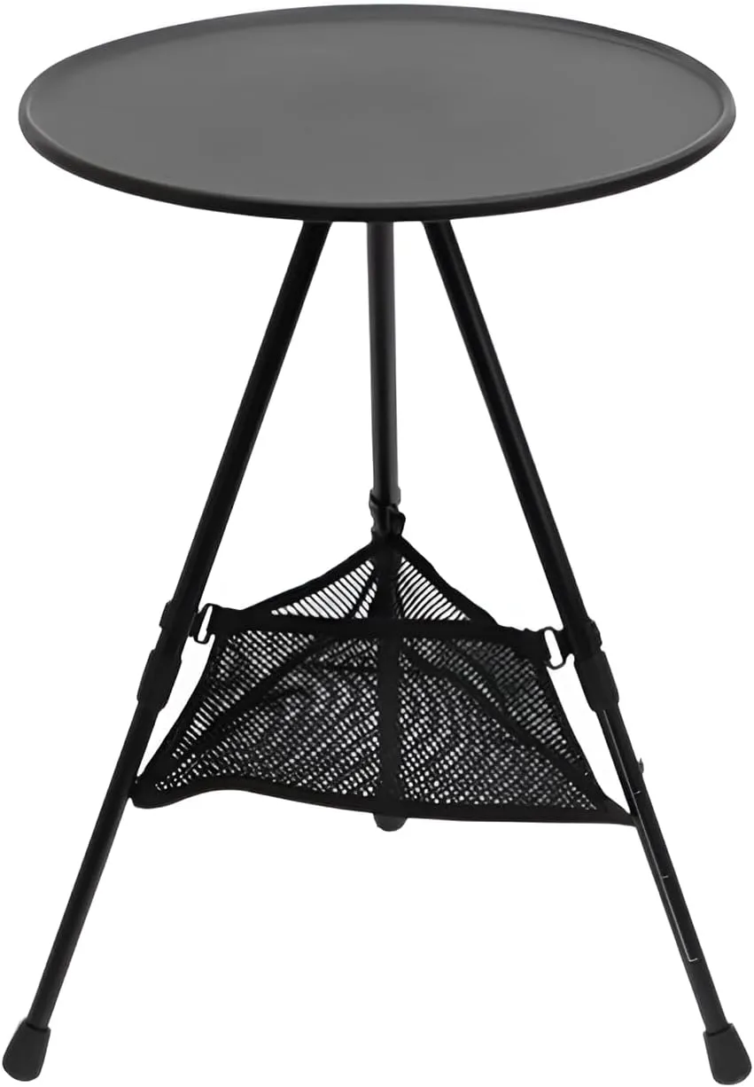 Ellniges]Round Camping Table with【Anti-Slip Edge & Adjustable Legs】, Foldable Outdoor Table for BBQ, Hiking, Travel, ABS Surface & Aluminum Frame, Compact Storage Design