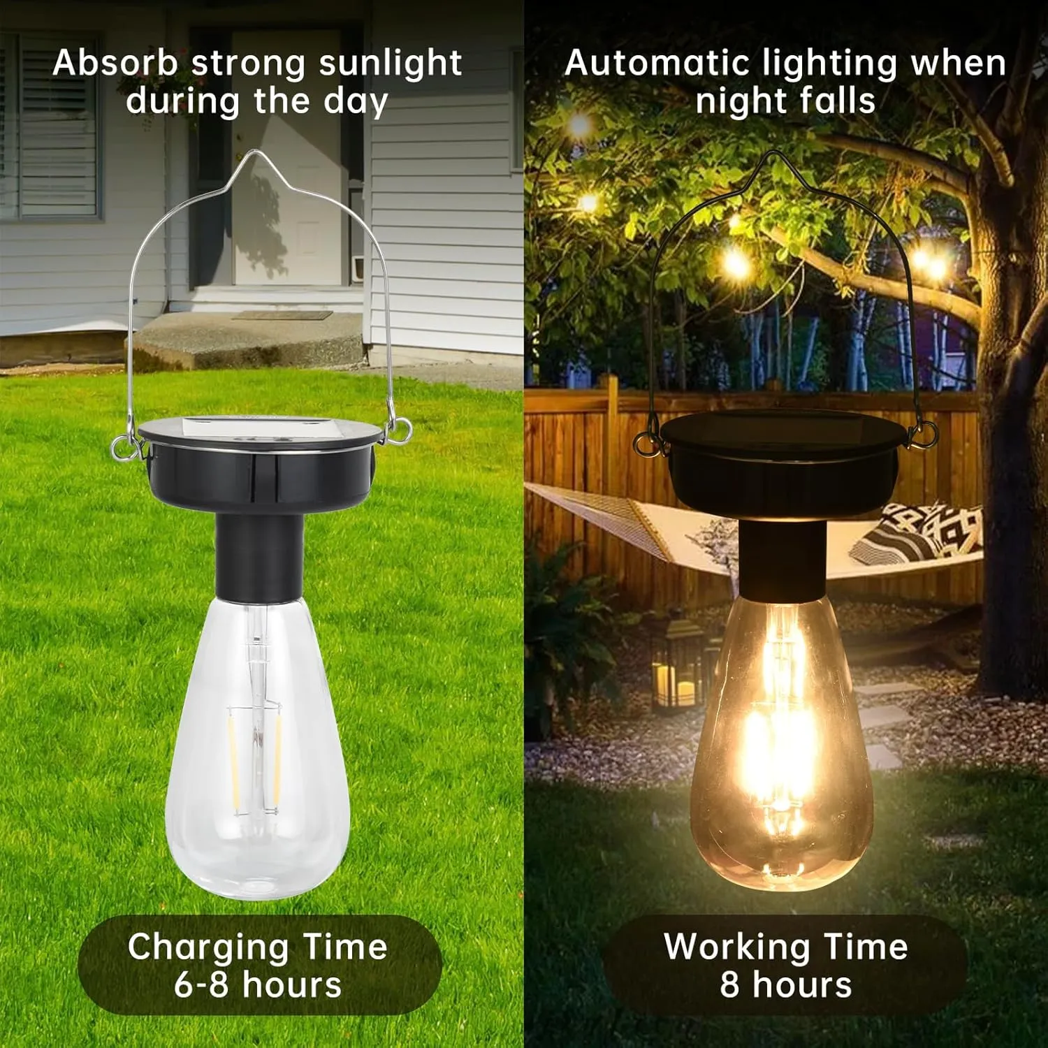 ELUTENG 4 Pack Solar Hanging Lights Replacement Top with Bulb 3.15 Inch Solar Light Replacement Top Part with Bulbs Waterproof Solar Lantern Accessories Tools for DIY Outdoor Lanterns