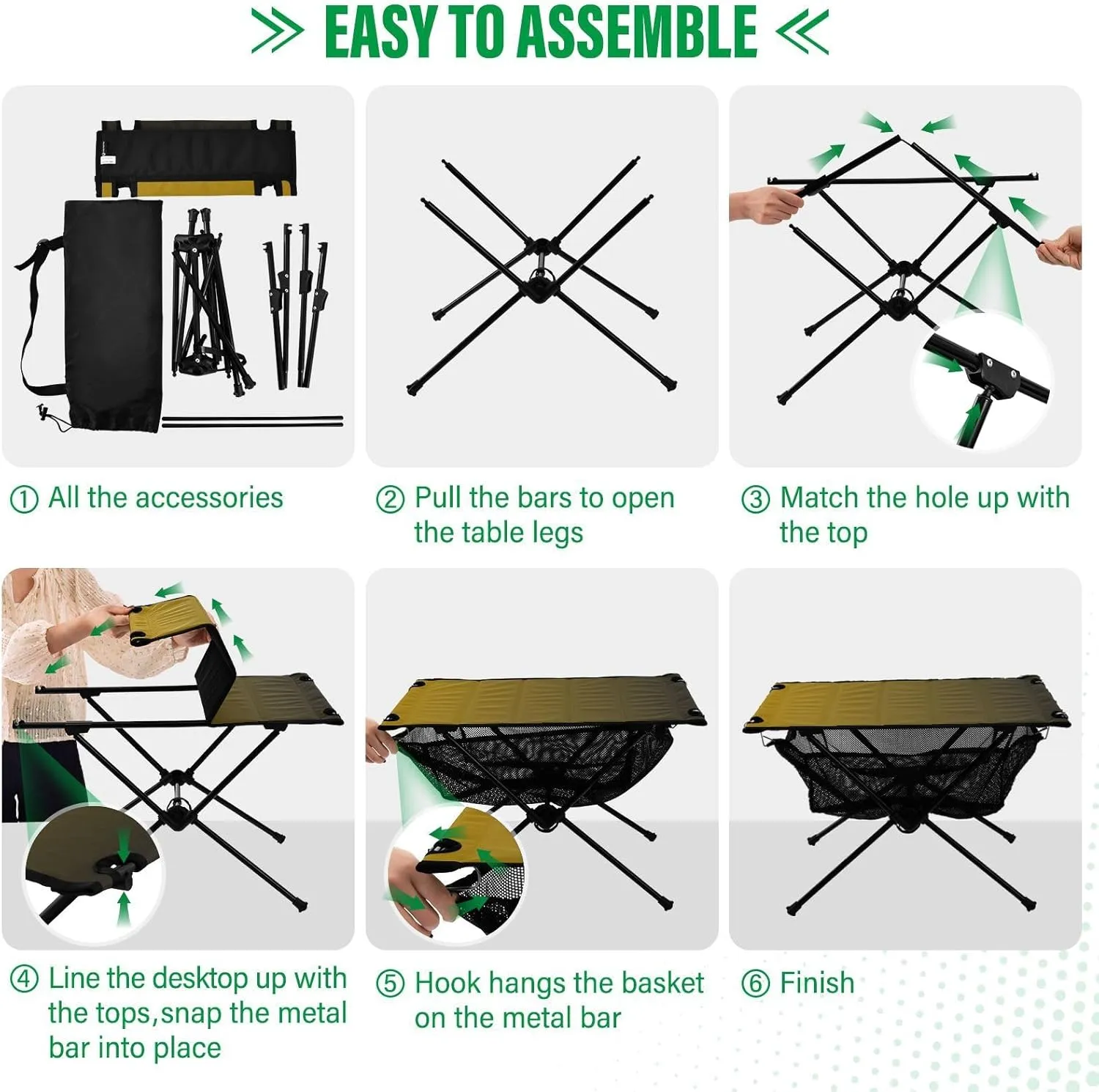 Emelivor Black Yellow Gradient Folding Camping Table Portable Beach Table with Carry Bag Small Foldable Table for Camping Fishing Picnic Garden Outdoor
