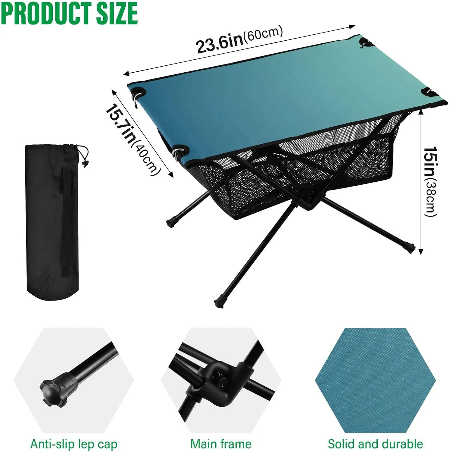 Emelivor Blue Gradient Folding Camping Table Portable Beach Table with Carry Bag Small Camp Table for Picnic Camping Outdoor Travel Hiking