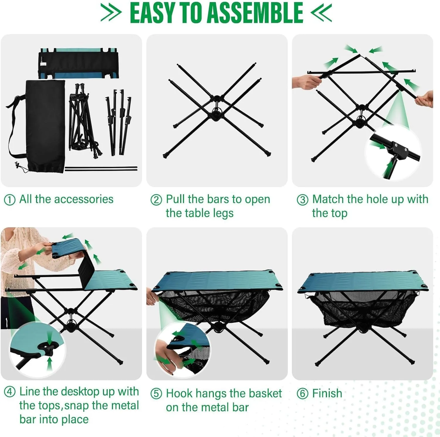 Emelivor Blue Gradient Folding Camping Table Portable Beach Table with Carry Bag Small Camp Table for Picnic Camping Outdoor Travel Hiking